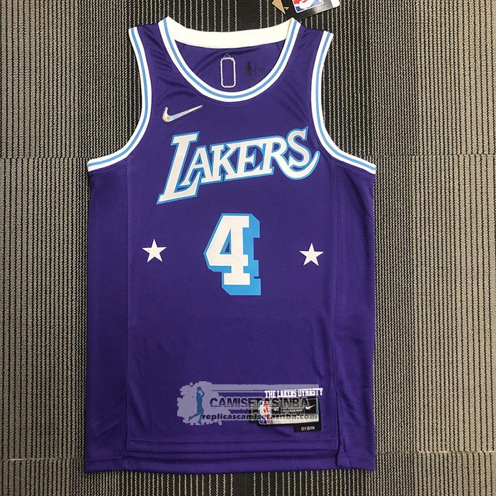 Camiseta Los Angeles Lakers Rajon Rondo NO 4 Ciudad Edition 2021-22 Violeta